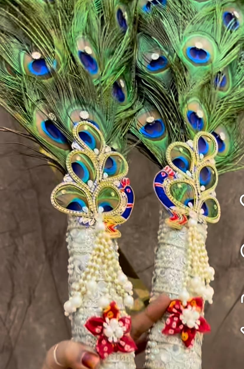 111 Mor Pankh Mor Chhadi - Handcrafted Shyam Baba Shubh 111 Mor Pankh Mor Chhadi