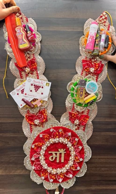 Handcrafted 1.5 - 2 Feet Long "Maa" Shringar & Cosmetics Devotional Universal Haar