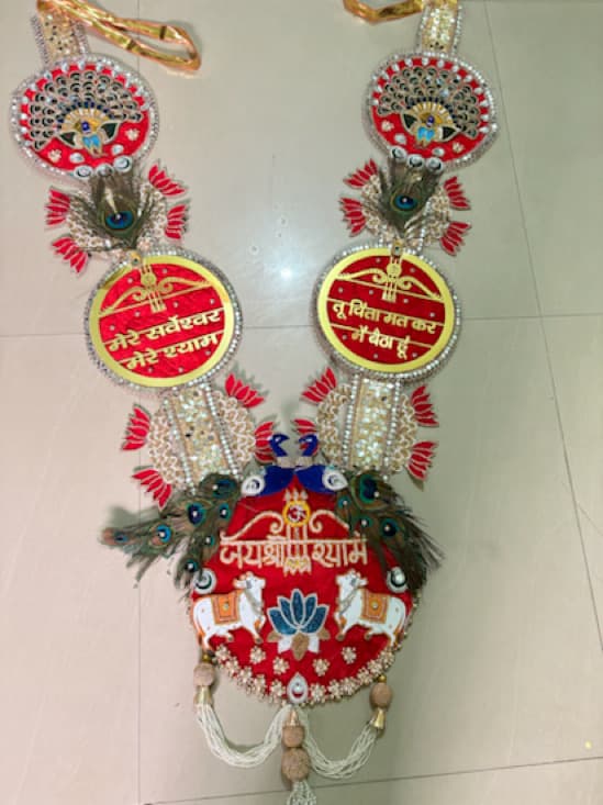 Handcrafted 3 - 3.5 Feet Long Heavy "Jai Shri Shyam" Designer Shyam Baba Long Haar