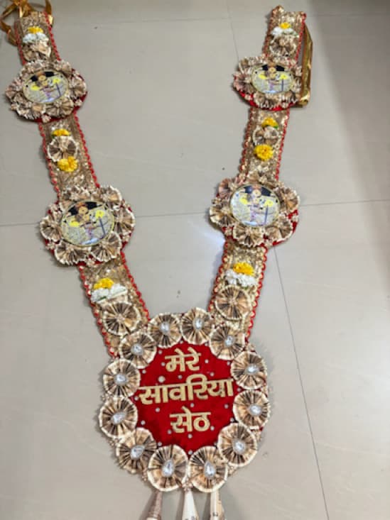 Handcrafted "Mere Sanwariya Seth" Designer 10 Rupee Currency Note Haar / Mala