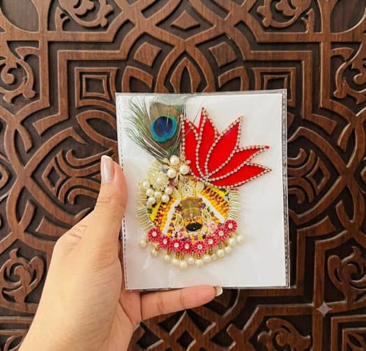 Handcrafted Designer Shyam Baba Brooch / Pin with Lotus & Peacock Accent - Pack of 20 (MOQ)